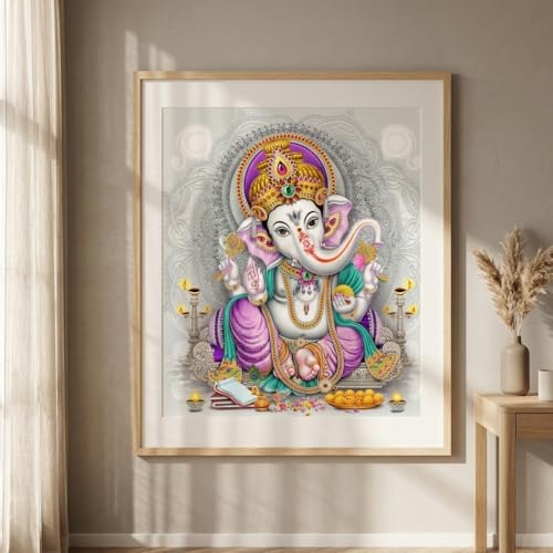 Image of Fabulous Landscape Ganesh Religious wall Poster Picking up Govardhan Parvat for Home Decor, Living Room, Bed Room, Kids Room (Self Adhesive Vinyl, Water Proof) (60 x 66 Inch)