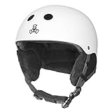  Triple Eight Halo Snow Casque de snowboard et de ski standard certifié de sécurité avec cadran Blanc Taille S/M