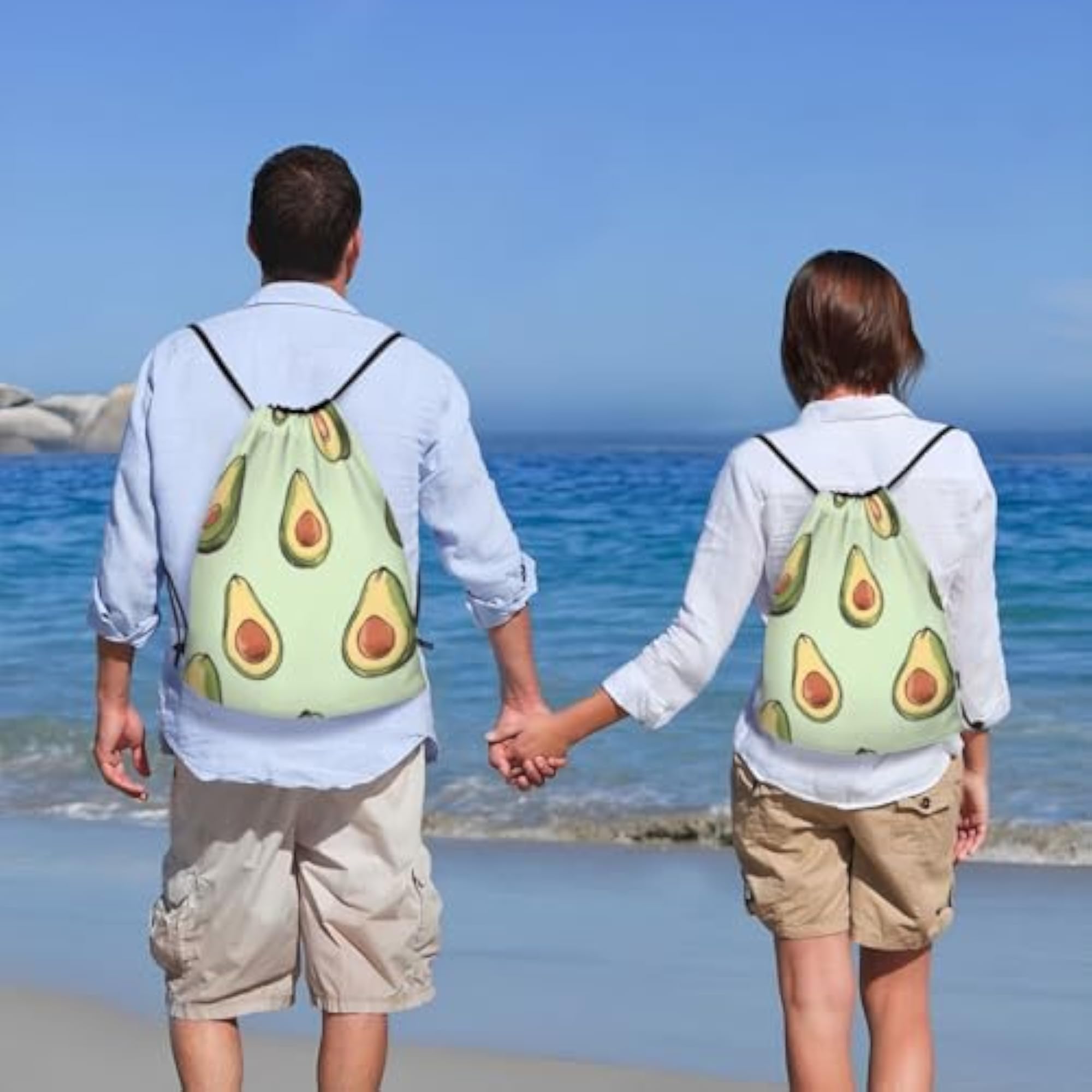 Fruit Pattern Waterproof Drawstring Backpack, Lightweight Gym Sackpack