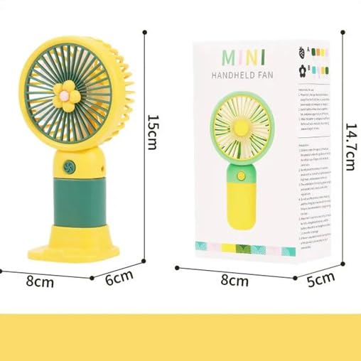 Image of Mini Handheld Rechargeable Fan | Portable USB Charging E-Fan with Stand, Quiet High-Speed Cooling, Cute Flower Design, Compact Personal for Home, Office, Travel & Outdoor Use