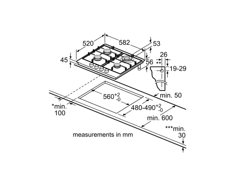 Bosch Series 6 60cm 4 Burner Gas Hob - Stainless steel - Image 7