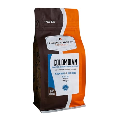 Image of Fresh Roasted Coffee, 100% Colombian Water-Processed Decaf Drip Ground Coffee, Medium Roast, Kosher, 12 oz
