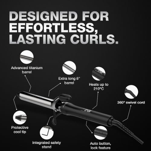 Image of IKONIC CURLING TONG- 28MM (BLACK) Hair Curler with 8 inch Titanium Barrel, Heat Ready Indicator, Comfortable Rubber Grip, Safety Stand and Salon Length Swivel Cord for quick Salon like finish