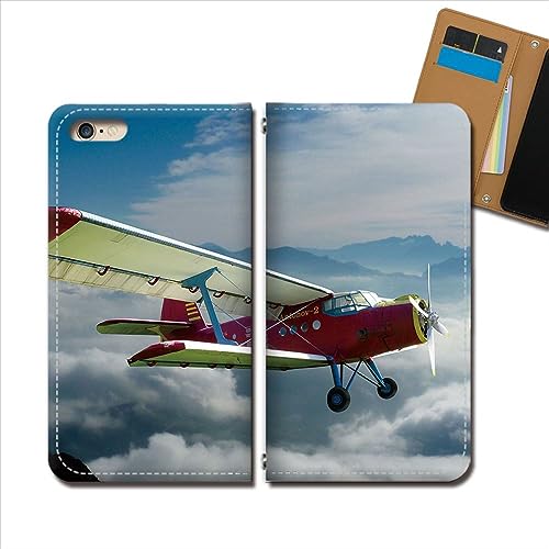 AQUOS wish5 SH-M32 ケース スマホケース 手帳型 ベルトなし 飛行機 プロペラ機 遊覧 観光 空 手帳ケース カバー バンドなし マグネット式 バンドレス 乗り物 デザインE eb316020138005