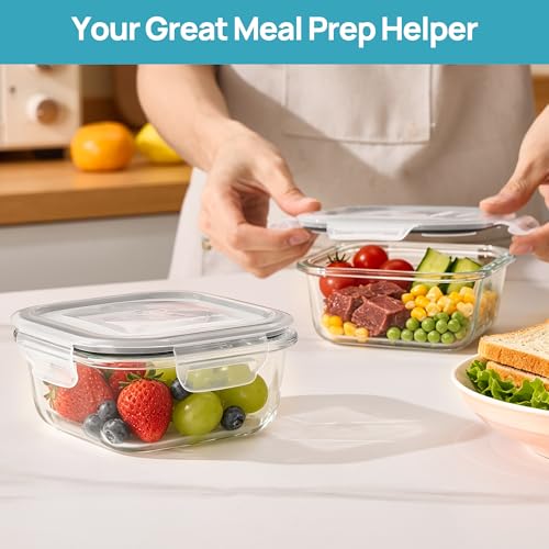 Image of Vtopmart 2Pack 17.5oz Glass Meal Prep Food Container Sets with Lids
