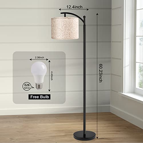 Floor Lamp for Living Room, 4 Color Temperature LED Floor Lamp with Remote Control & Foot Switch, LED Bulb Included, Modern Standing Lamp for Bedroom, Study Room, Office - Black
