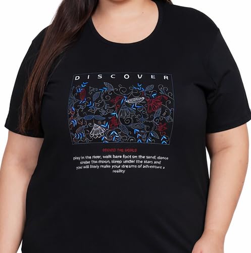 Image of In Love Women's Plus Size Longline T-Shirt with Side Pocket, 3 /4 Sleeve, Crew Neck