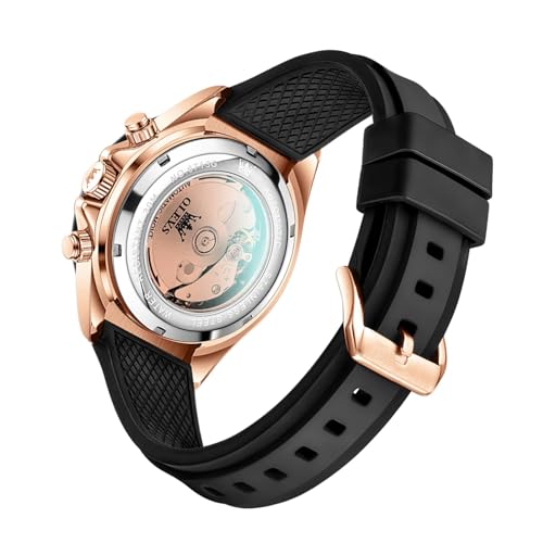 Image of OLEVS Self Winding Watches for Men Automatic Mechanical Skeleton Luxury Dress Waterproof Moon Phase Tourbillon Chronograph Stainless Steel Luminous Wristwatch