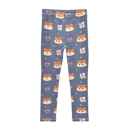 Girls Basic Leggings Baby Girls Pants Fox Hearts Soft Footless Stretchy Tights Pants 4-10Y2