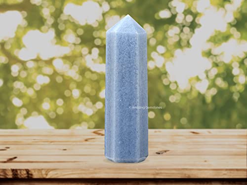 Image of Amazing Gemstone Large Blue Calcite Celestite Crystal Towers ~ Natural Healing Crystal Point Obelisk for Reiki Healing and Crystal Grid (5.5 to 6 INCH)