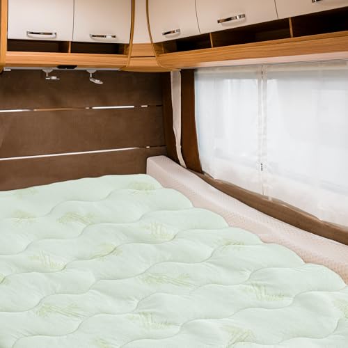 Viscose Short Queen Mattress Topper for RV Camper, Dual Layer 2 Inch Cooling Thick Foam Short Queen Mattress Topper Pad, Non-Slip RV Queen Camp Mattress Pad, Light Green - Image 6