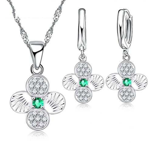 Conjunto de joyería nupcial de plata 925 y circón con diseño exclusivo de flores para bodas