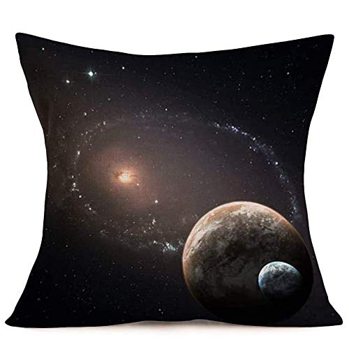 Doitely Set Of 4 Space Planet Throw Pillow Covers Nebula Galaxy Universe Outer Space Image Decorative Cushion Case 18" X 18" Cotton Linen Square Accent Pillowcase For Sofa Bed #TOP1