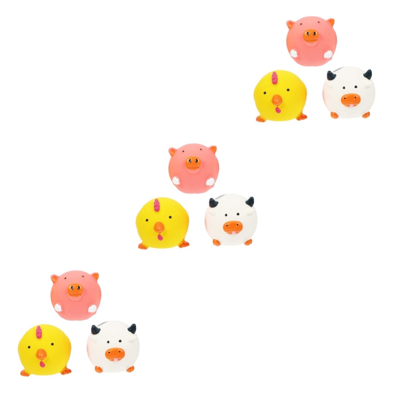 INOOMP 9stücke Teiliges Interaktives Latex Spielzeugset Für Hunde Quietschende Tierfiguren Schwein Huhn Kuh Kauspielzeug Zahnpflege Und Spielspaß Für Haustiere