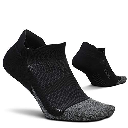 Feetures - Elite Light Cushion - No Show Tab - Calcetines deportivos para correr para hombres y mujeres - Negro - Talla Extragrande