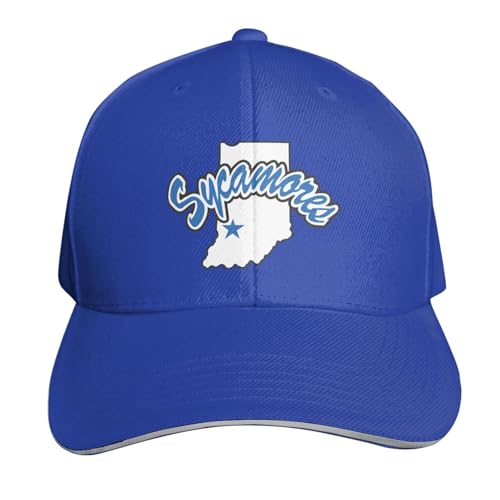 Fsugnioe Indiana State Sycamores Cap Adjustable Printed Hiphop Baseball Hat Blue