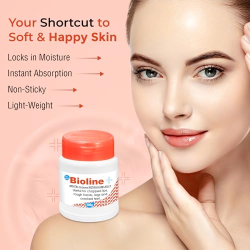 Image of Bioline White Perfumed Petroleum Jelly | Deep Moisture & Skin Protection | Heals Dry Skin, Chapped Lips, Cracked Heels & Minor Cuts | Daily Use for All Skin Types- 200g (Pack of 1)