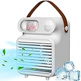 CEENFFO - Ventilador de aire acondicionado portátil, mini acondicionador 3 en 1 con 3 velocidades de viento, 3 colores de escritorio con asa para el hogar, oficina, habitación, exterior
