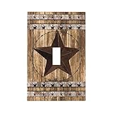 Western Texas Star Vintage Wooden Barn Doors Nails Light Switch Cover 1 Gang Single Toggle Wall Plat