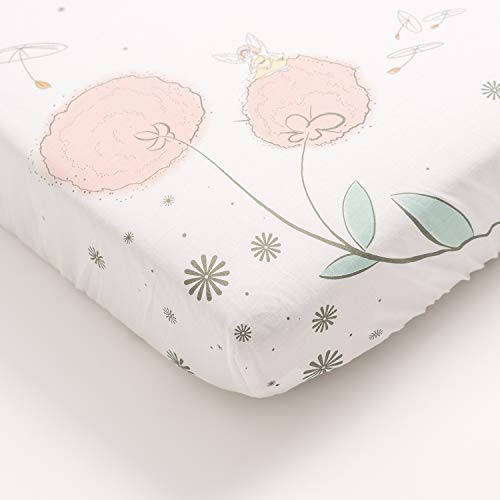 Jumpoff Jo - Fitted Mini Crib Sheet For Portable Crib, Playard, And Playpen Mattresses And Mats, Soft 100% Cotton, 24 In. X 38 In. - Fairy Blossom #TOP2