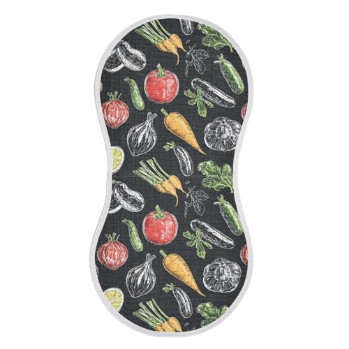 vvfelixl Muslin Burp Cloths Vegetables Icon Drawing Baby Washcloths for Baby Girl Boys 2 Pack
