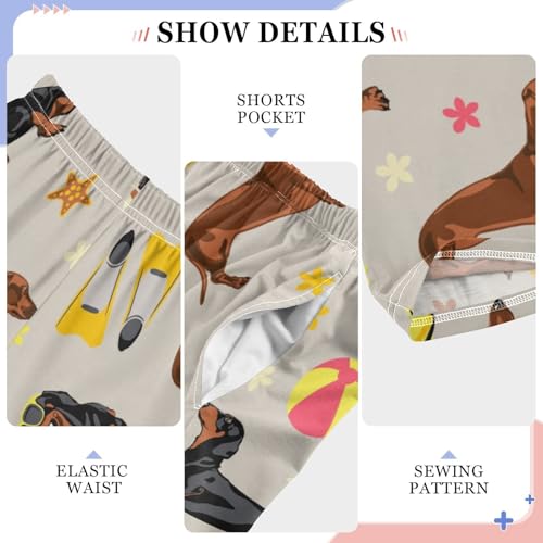 Boys' Pants Summer Dogs Dachshund Long Bottoms Jogger Pants Elastic Waist Trousers with Pockets S-XL4