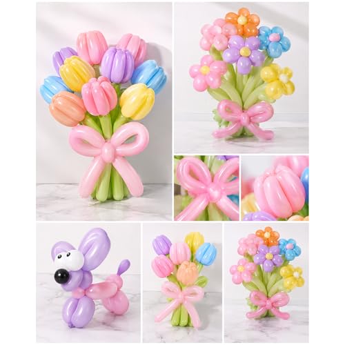 Image of 260 Balloons 150pcs long balloons, Colored Latex Twisting Balloons for Balloon Animal Modeling Balloon Art Party Decorations Birthday Parties Wedding Celebrations