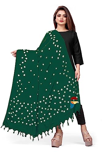 Image of Women Cotton Hand Printed Bandhani Design Dupatta | Ethnic Tie Die Print Dupatta (LENGTH 2.10M)