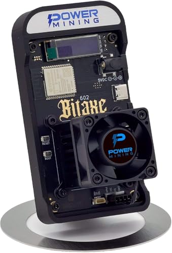 POWER MINING Bitaxe Gamma 602 ASIC Bitcoin Miner | 1.1 TH/s @ 18W | BM1370 Chip (Antminer S21 Pro) | Wi-Fi | USB-C | AxeOS | Open Source | Made in Europe | Incl. Power Supply & Stand