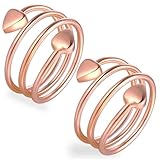 Feraco 2 Pcs Copper Magnetic Rings for Women,99.99% Pure Copper Thumb Magnetic Ring,Adjustable Fingers Ring with Gift Box,Valentine's Day Gifts for Women(Rose Gold)