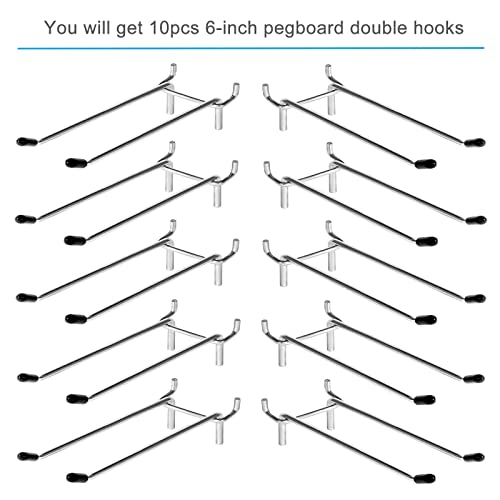 Nlmyt 10Pcs Peg Board Pegs, Pegboard Accessories, 6 Inch Pegboard Hooks Fit 1/4 Inch Pegboard Hole, Heavy Duty Peg Board Tool Utility Hooks With Rubber Tipped thumb #1