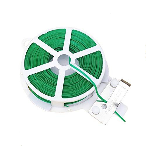 Garden Twine Plastic, Twist Ties with Cutter Garden Tie Wire for Gardening Home Office, Robust and Durable (Green)
