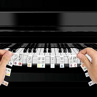 Lot de 88 étiquettes amovibles et réutilisables en silicone pour clavier de piano – Pour enfants et débutants – Arc-en-ciel - Les Beatles, Paul McCartney, John Lennon, RIngo Starr, George Harrison