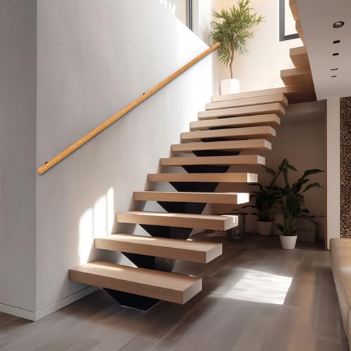 YEOOE 3FT Wood Stair Handrails Wall Mount, Hand Railings for Stairs Indoor Outdoor, Non-Slip Staircase Handrail for Corridor, Lofts, Patio, Kindergarten Guardrail (Size: 3ft) - Thumbnail 6