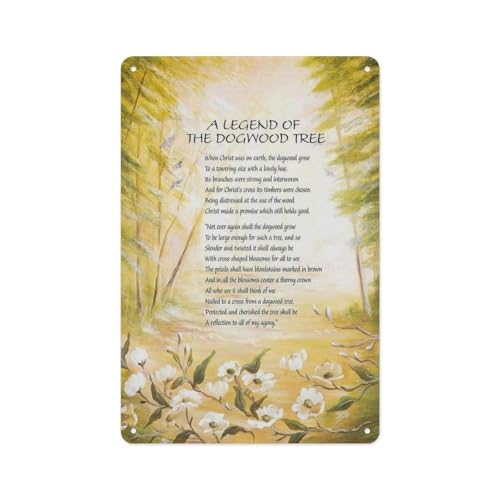 Metal Tin Sign 8 X 12 Inch - Legend of The Dogwood Tree Poster - Metal Plaque, For Christian Family Home Or Office Decor