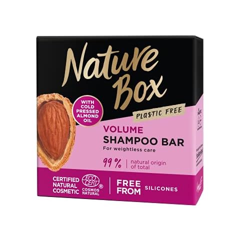 Nature Box Shampoo Bar, with Cold Pressed Almond Oil, Weightless Volume, Vegan and Free from Silicones, 85g Cover