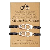RAYSTAR Best Friend Bracelets for 2 Partners in Crime Birthday Gifts for Best Friend BFF Handcuff Matching Friendship Bracelets for 2