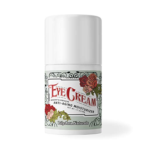 LilyAna Naturals Eye Cream - Made in USA, Eye Cream for Dark Circles and Puffiness, Under Eye Cream, Anti Aging Eye Cream Reduce Fine Lines and Wrinkles, Rosehip and Hibiscus Botanicals - 1.7oz