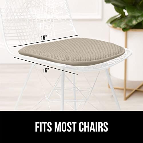 GORILLA GRIP Slip Resistant Chair Cushions, No Ties Required, Memory Foam Pads for Dining Room, Kitchen Table, Office, Rocking Chairs, Plush Seat Cover Cushion Pad, Home Decor, Set of 4 16x16, Beige