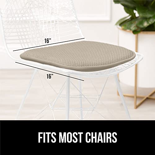 GORILLA GRIP Slip Resistant Chair Cushions, No Ties Required, Memory Foam Pads for Dining Room, Kitchen Table, Office, Rocking Chairs, Plush Seat Cover Cushion Pad, Home Decor, Set of 4 16x16, Beige