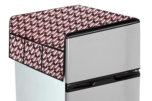 Image of The Furnishing Tree Fridge Top Cover Compatible for Samsung RT37C4512S8 /HL, 322 LTR WxL 65x111 in CM Symmetric Pattern Maroon