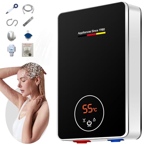 Opiniones de Calentador Electrico Instantaneo - los más vendidos. 45 Calentador de Agua Instantáneo Electrico, Boiler de Paso 110V 6000W con Rociador de Ducha y Interruptor de Fugas, Temperatura Ajustable y Pantalla Táctil, Calentador Electrico...