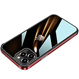 AdirMi Funda transparente con marco de metal para iPhone 14/14 Plus/14 Pro /14 Pro Max, protección de grado militar, cubierta trasera transparente delgada, marco de metal a prueba de explosiones