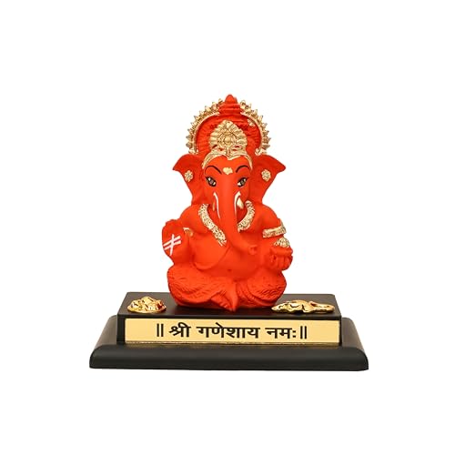 Image of Divine Hindu Ganpati Resin Idol for Car Dashboard & Home Decor | Lord Ganesha Murti Showpiece | Ganesh Chaturthi Diwali Housewarming Gift | Pooja Mandir Spiritual Decor | 7cm Government Lab-Cert