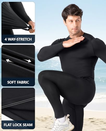 Niksa 3 Pack Long Sleeve Compression Shirts for Men Cool Dry Athletic Undershirt Workout Tops Base Layer for Running3