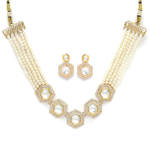 Image of Karatcart Polki Kundan Jewellery Set for Women