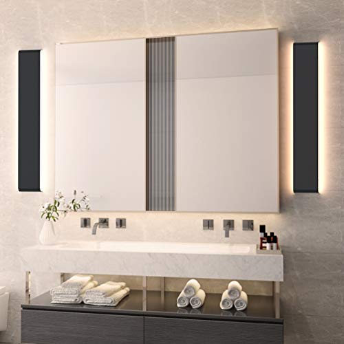 Aipsun 30W/32.6in Modern Black Vanity Light Indoor Modern Rectangular LED Wall Mount Light Up and Down Vanity Light for Bathroom Lighting Fixtures Warm Light 3000K - Thumbnail 4