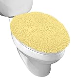 Gorilla Grip Shag Chenille Bathroom Toilet Lid Cover, Machine Wash, Ultra Soft Plush Seat Covers, Large Fabric Covers, 19.5x18.5, Fits Standard Toilet Lids, Bath Room Accessories and Decor, Yellow