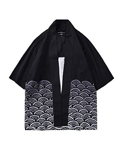 Hombre Camisa Kimono Hippie Cloak Estilo Japonés Estampado Holgado Manga 3/4 Cardigan...