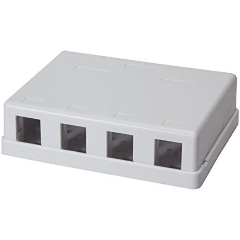ഇൻ്റീരിയർ view of the Logilink 4-Port Keystone Surface Mount Box showing the four slots for Keystone jacks.